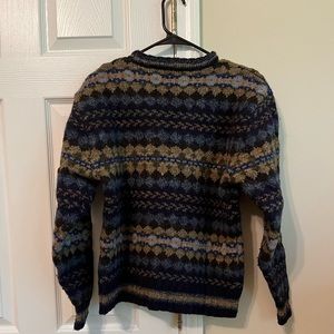 American Eagle Outfitters Blue and Brown Patterned Sweater